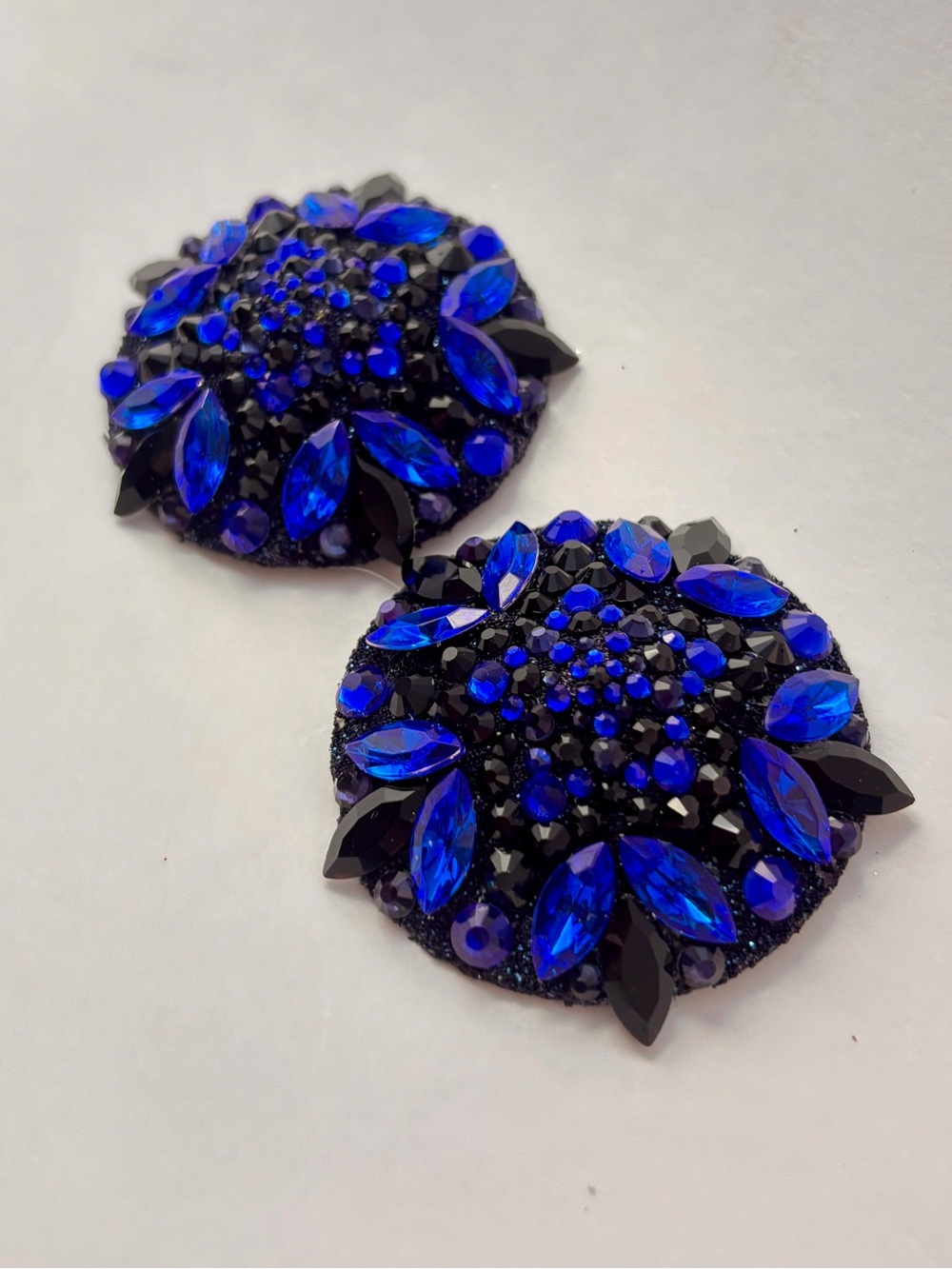 Blue and Black Rhinestone Burlesque Pasties
